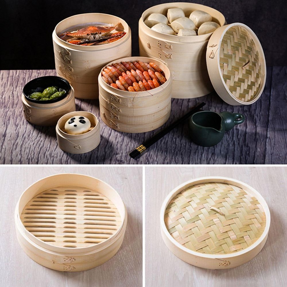Bao Steamer Bamboo - Chinese Steamer Bamboo Steamer with Lid