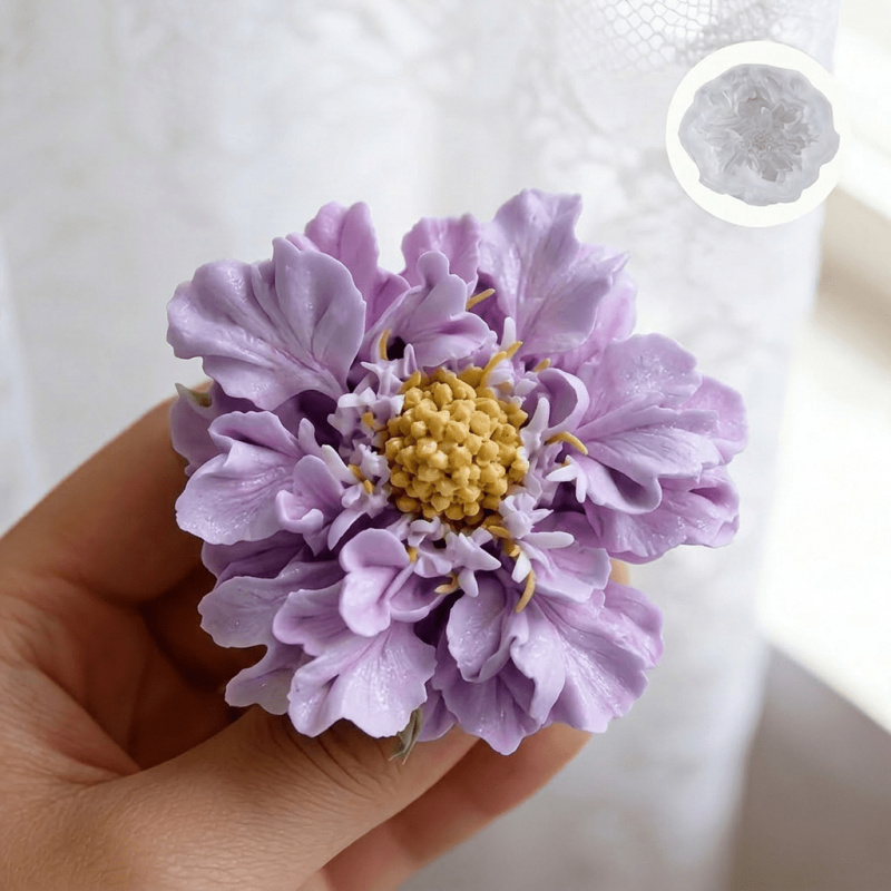 Potsticker Mold - 1 Dreamy Blue Potted Flower Silicone